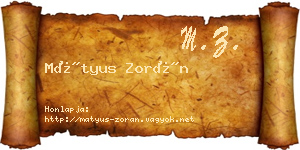 Mátyus Zorán névjegykártya